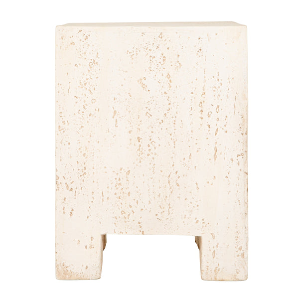 Rowena Interiors Magnesium Oxide Travertine Style Square Accent Table Organic Modern Stone Look EC2109