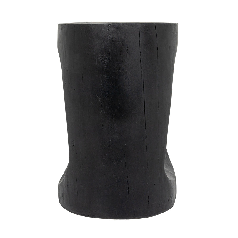 Rowena Interiors Magnesium Oxide Sculptural Faux Wood Accent Table Matte Black Geometric Indoor Outdoor EC2111