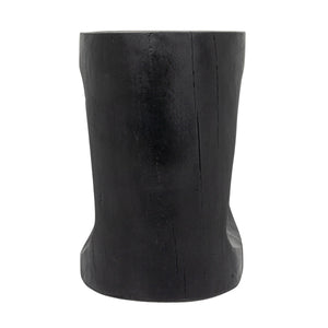 Rowena Interiors Magnesium Oxide Sculptural Faux Wood Accent Table Matte Black Geometric Indoor Outdoor EC2111