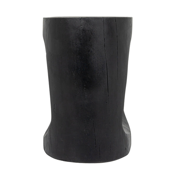 Rowena Interiors Magnesium Oxide Sculptural Faux Wood Accent Table Matte Black Geometric Indoor Outdoor EC2111