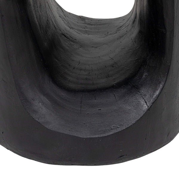 Rowena Interiors Magnesium Oxide Sculptural Faux Wood Accent Table Matte Black Geometric Indoor Outdoor EC2111