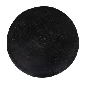 Rowena Interiors Magnesium Oxide Sculptural Faux Wood Accent Table Matte Black Geometric Indoor Outdoor EC2111