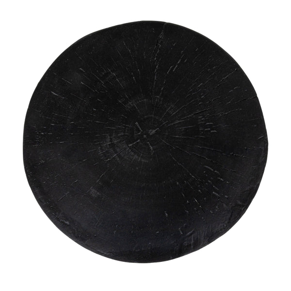 Rowena Interiors Magnesium Oxide Sculptural Faux Wood Accent Table Matte Black Geometric Indoor Outdoor EC2111