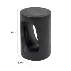 Rowena Interiors Magnesium Oxide Sculptural Faux Wood Accent Table Matte Black Geometric Indoor Outdoor EC2111