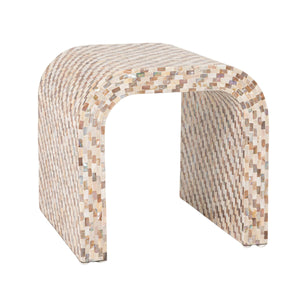 Rowena Interiors Mother of Pearl Shell Inlay Accent Table Iridescent Mosaic Waterfall Silhouette EC2156