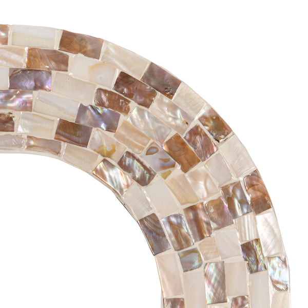 Rowena Interiors Mother of Pearl Shell Inlay Accent Table Iridescent Mosaic Waterfall Silhouette EC2156