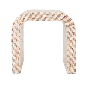Rowena Interiors Mother of Pearl Shell Inlay Accent Table Iridescent Mosaic Waterfall Silhouette EC2156