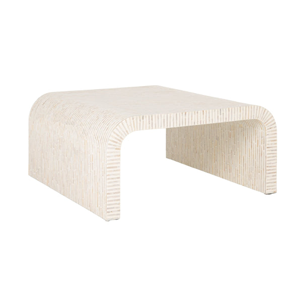 Rowena Interiors Mother of Pearl Hand Inlaid Waterfall Coffee Table for Glam Living Rooms 18.11"L x 33.46"W x 16.73"H EC2157
