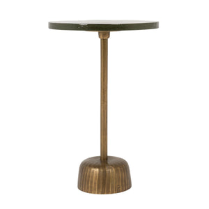 Rowena Interiors Round Cast Aluminum Pedestal Side Table with Glass Top for Living Room Accent 14.0"L x 14.0"W x 21.0"H EC2164