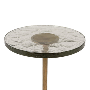 Rowena Interiors Round Cast Aluminum Pedestal Side Table with Glass Top for Living Room Accent 14.0"L x 14.0"W x 21.0"H EC2164