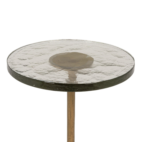 Rowena Interiors Round Cast Aluminum Pedestal Side Table with Glass Top for Living Room Accent 14.0"L x 14.0"W x 21.0"H EC2164