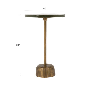 Rowena Interiors Round Cast Aluminum Pedestal Side Table with Glass Top for Living Room Accent 14.0"L x 14.0"W x 21.0"H EC2164