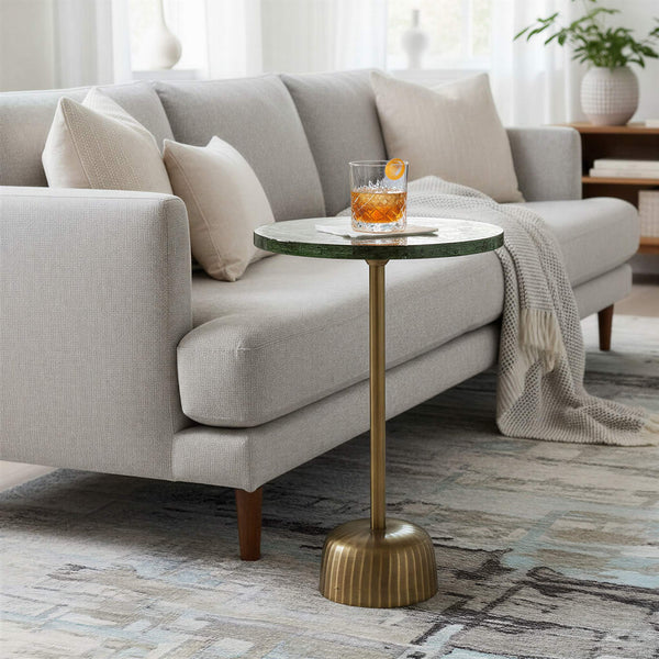 Rowena Interiors Round Cast Aluminum Pedestal Side Table with Glass Top for Living Room Accent 14.0"L x 14.0"W x 21.0"H EC2164