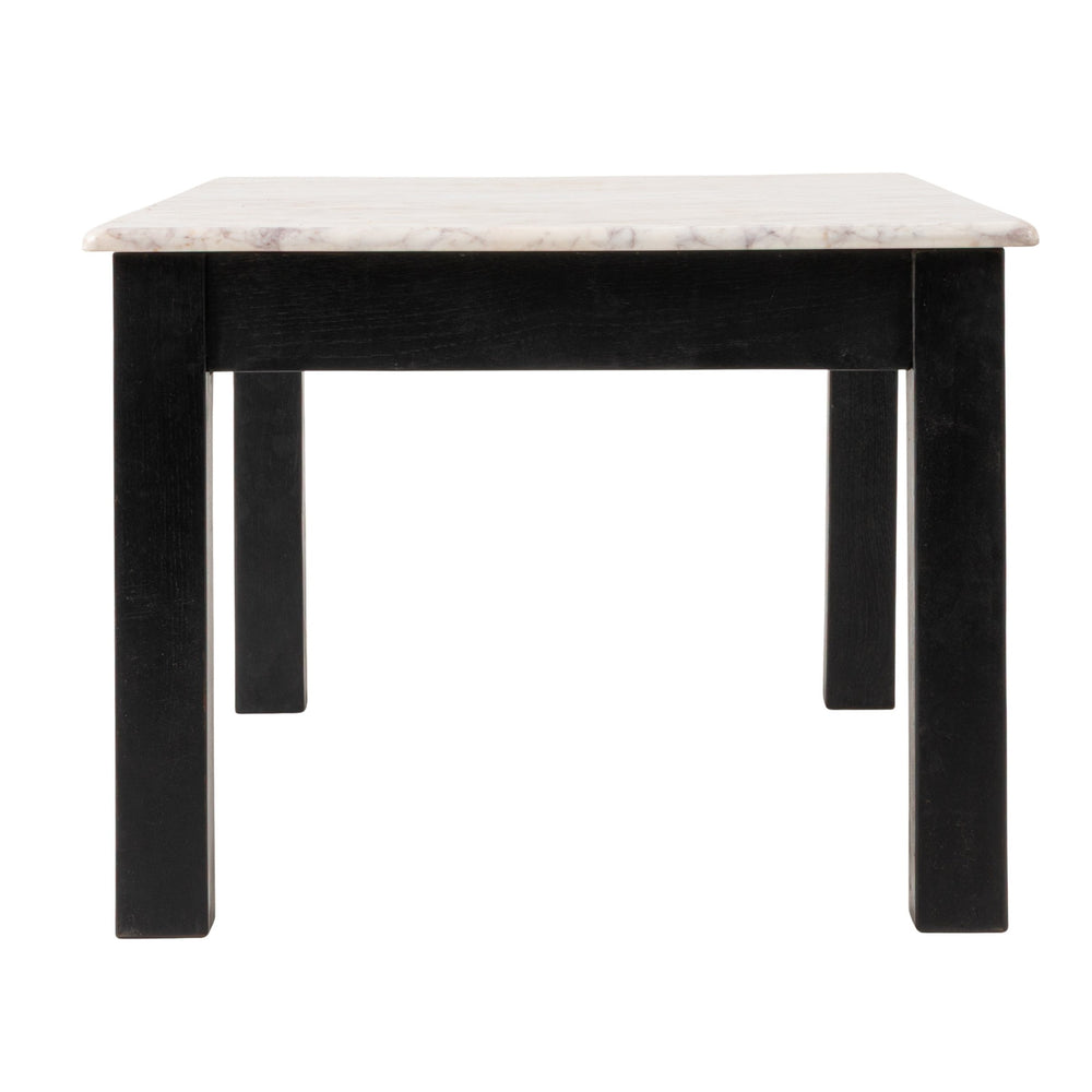 Rowena Interiors Rectangular Teak and Marble Coffee Table with Natural Stone Top for Modern Living Rooms Black EC2166