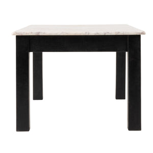 Rowena Interiors Rectangular Teak and Marble Coffee Table with Natural Stone Top for Modern Living Rooms Black EC2166