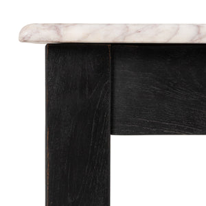 Rowena Interiors Rectangular Teak and Marble Coffee Table with Natural Stone Top for Modern Living Rooms Black EC2166
