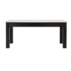 Rowena Interiors Rectangular Teak and Marble Coffee Table with Natural Stone Top for Modern Living Rooms Black EC2166