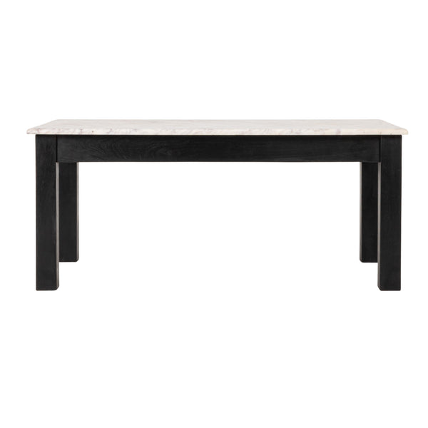 Rowena Interiors Rectangular Teak and Marble Coffee Table with Natural Stone Top for Modern Living Rooms Black EC2166