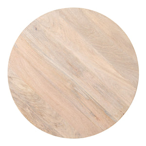 Rowena Interiors Mango Wood Round End Table with Woven Cane Panels for Living Room or Bedside Natural EC2180