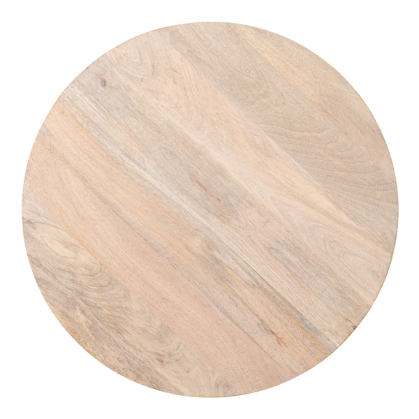 Rowena Interiors Mango Wood Round End Table with Woven Cane Panels for Living Room or Bedside Natural EC2180