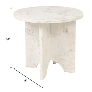 Rowena Interiors Sculptural Solid Marble Round Side Table with Interlocking Base in Mint Green and White EC2197