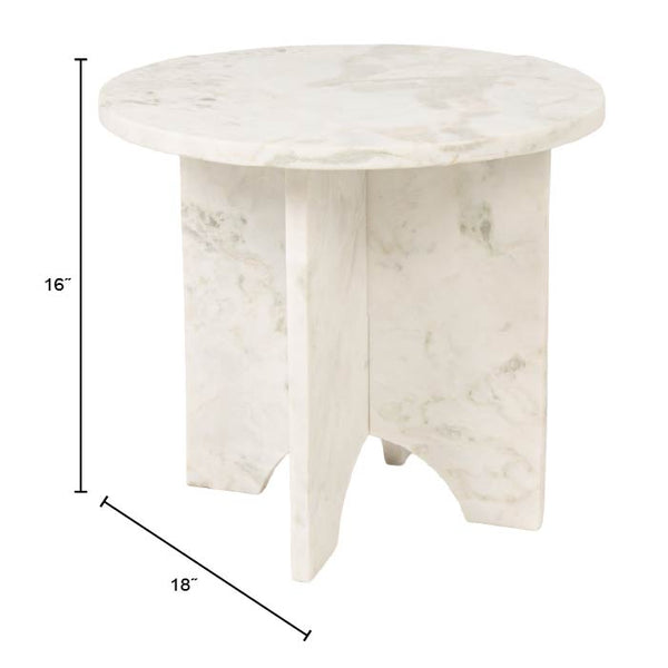 Rowena Interiors Sculptural Solid Marble Round Side Table with Interlocking Base in Mint Green and White EC2197