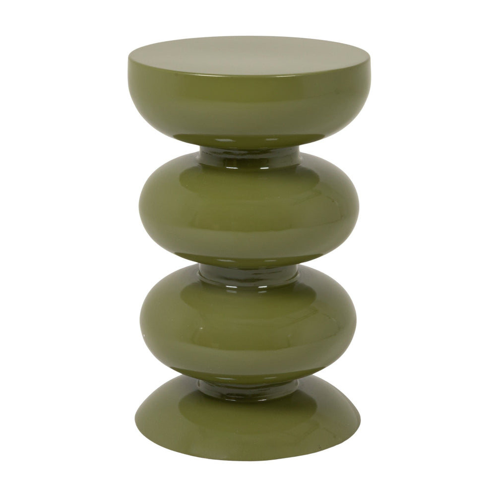 Rowena Interiors Round Sculptural Stacked Sphere Side Table Glossy Metal Accent for Modern Living Spaces EC2201