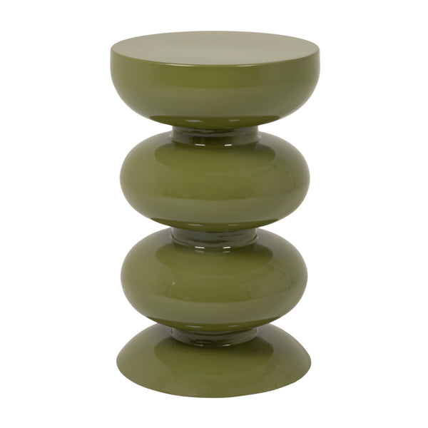 Rowena Interiors Round Sculptural Stacked Sphere Side Table Glossy Metal Accent for Modern Living Spaces EC2201