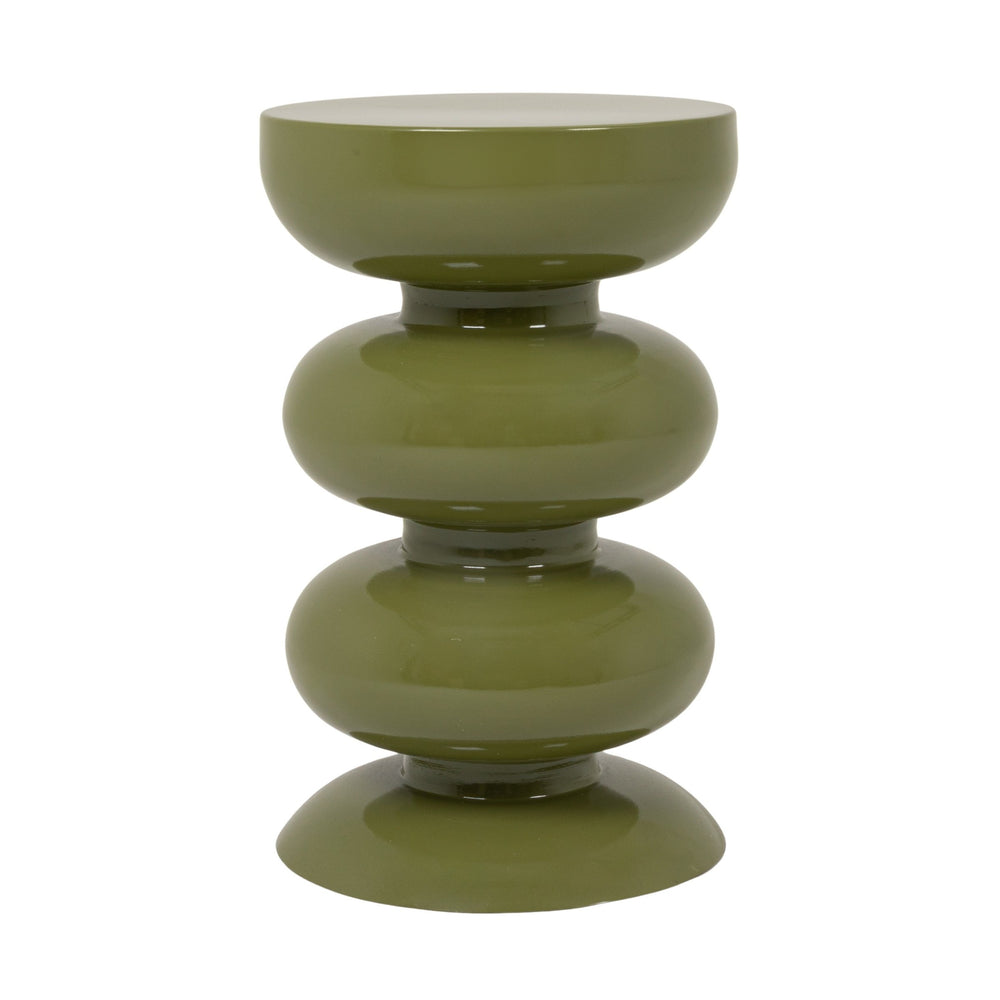 Rowena Interiors Round Sculptural Stacked Sphere Side Table Glossy Metal Accent for Modern Living Spaces EC2201