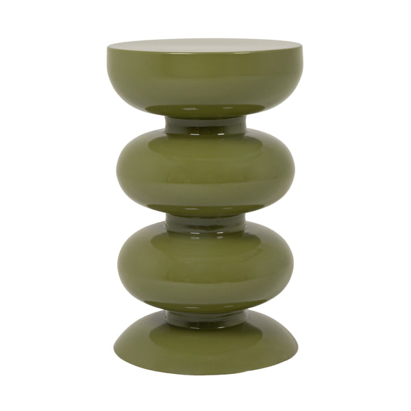 Rowena Interiors Round Sculptural Stacked Sphere Side Table Glossy Metal Accent for Modern Living Spaces EC2201