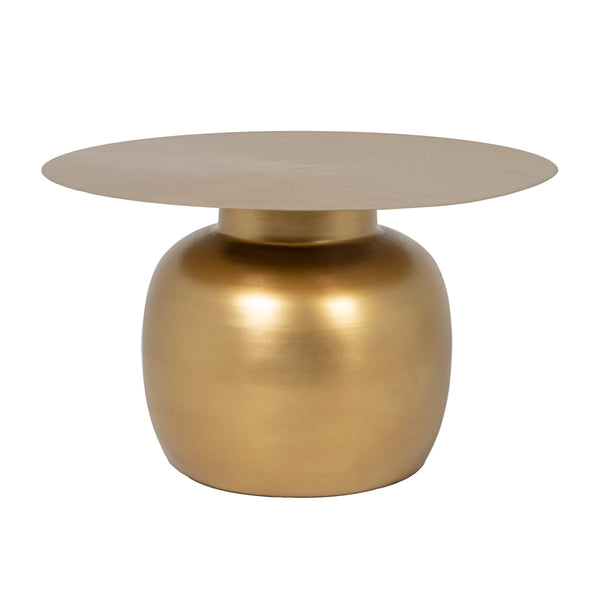 Rowena Interiors Metal Round Coffee Table Brushed Gold Sculptural Base Modern Glam Living Room EC2202