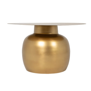 Rowena Interiors Metal Round Coffee Table Brushed Gold Sculptural Base Modern Glam Living Room EC2202