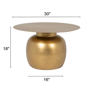 Rowena Interiors Metal Round Coffee Table Brushed Gold Sculptural Base Modern Glam Living Room EC2202