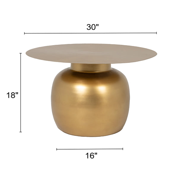 Rowena Interiors Metal Round Coffee Table Brushed Gold Sculptural Base Modern Glam Living Room EC2202