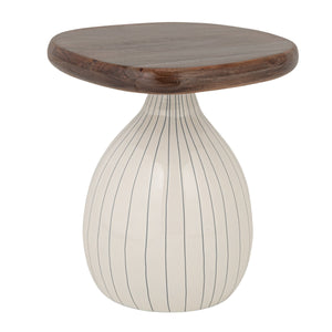 Rowena Interiors Organic-Shaped Acacia Wood Side Table Sculptural Enameled Base for Modern Living EC2203