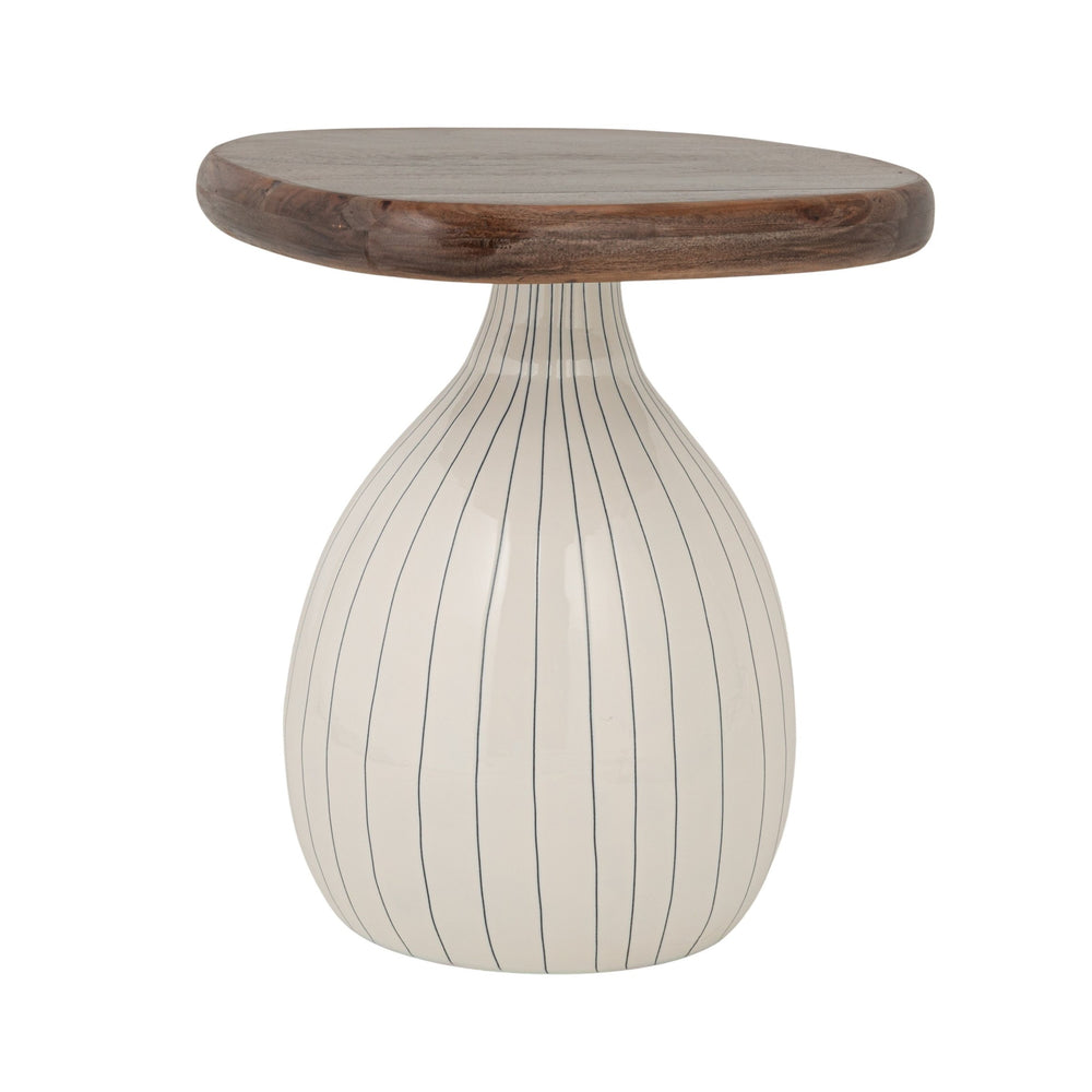 Rowena Interiors Organic-Shaped Acacia Wood Side Table Sculptural Enameled Base for Modern Living EC2203