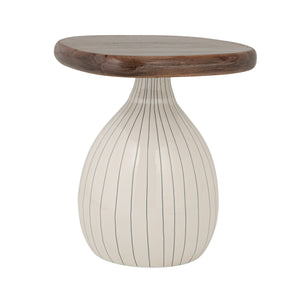 Rowena Interiors Organic-Shaped Acacia Wood Side Table Sculptural Enameled Base for Modern Living EC2203
