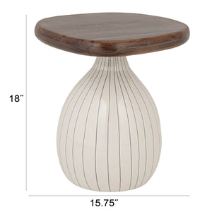 Rowena Interiors Organic-Shaped Acacia Wood Side Table Sculptural Enameled Base for Modern Living EC2203