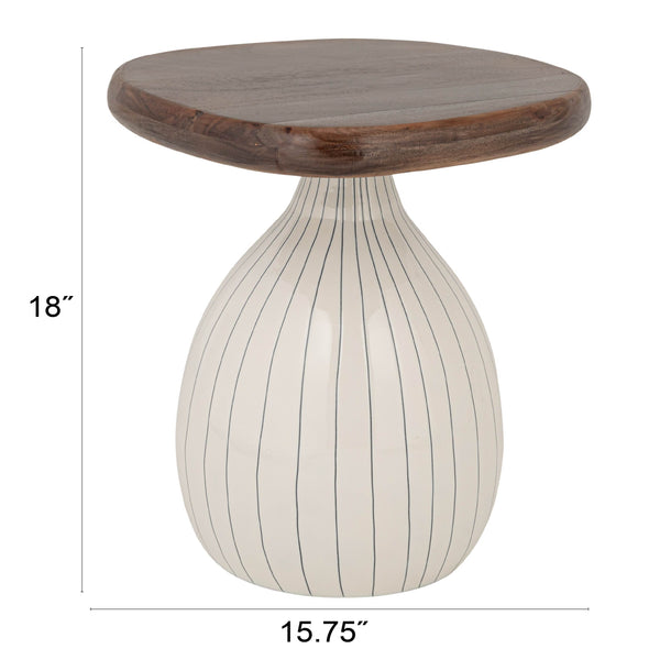 Rowena Interiors Organic-Shaped Acacia Wood Side Table Sculptural Enameled Base for Modern Living EC2203