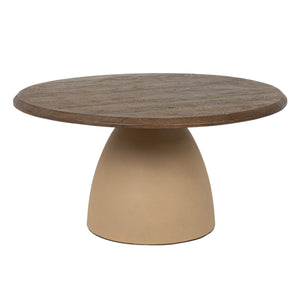 Rowena Interiors Round Mango Wood Coffee Table with Iron Dome Base Artisan Organic Living Room Accent EC2205MC