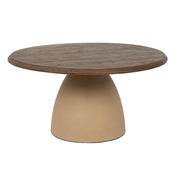 Rowena Interiors Round Mango Wood Coffee Table with Iron Dome Base Artisan Organic Living Room Accent EC2205MC