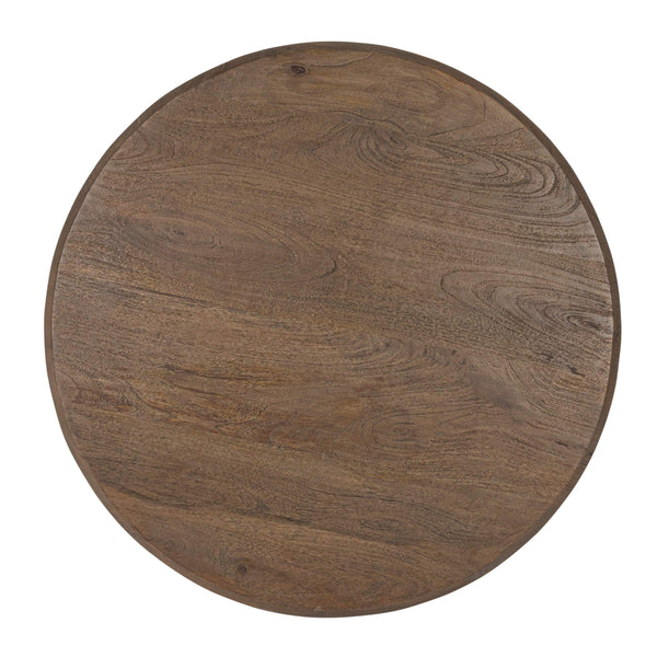 Rowena Interiors Round Mango Wood Coffee Table with Iron Dome Base Artisan Organic Living Room Accent EC2205MC