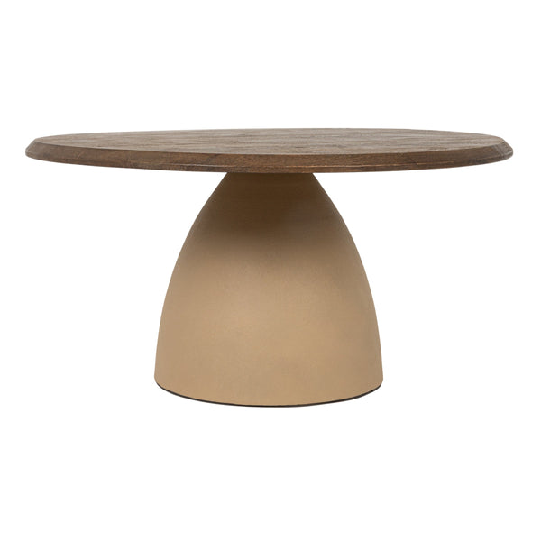 Rowena Interiors Round Mango Wood Coffee Table with Iron Dome Base Artisan Organic Living Room Accent EC2205MC