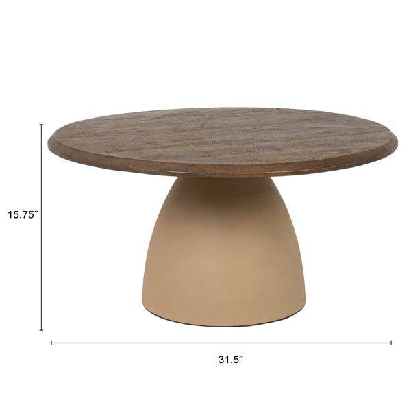 Rowena Interiors Round Mango Wood Coffee Table with Iron Dome Base Artisan Organic Living Room Accent EC2205MC