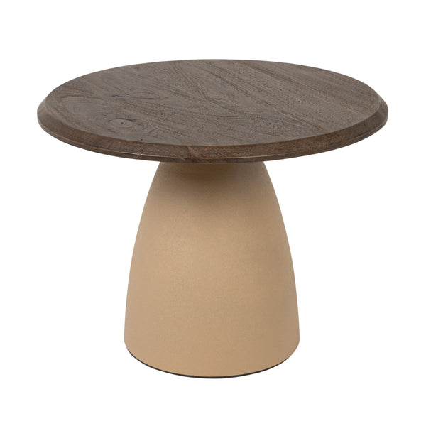 Rowena Interiors Round Mango Wood Accent Table with Ivory Iron Base for Modern and Rustic Interiors Cream and Natural 23.5 inches EC2206MC