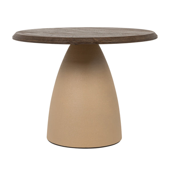 Rowena Interiors Round Mango Wood Accent Table with Ivory Iron Base for Modern and Rustic Interiors Cream and Natural 23.5 inches EC2206MC