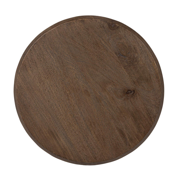 Rowena Interiors Round Mango Wood Accent Table with Ivory Iron Base for Modern and Rustic Interiors Cream and Natural 23.5 inches EC2206MC