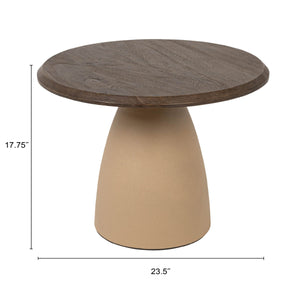 Rowena Interiors Round Mango Wood Accent Table with Ivory Iron Base for Modern and Rustic Interiors Cream and Natural 23.5 inches EC2206MC