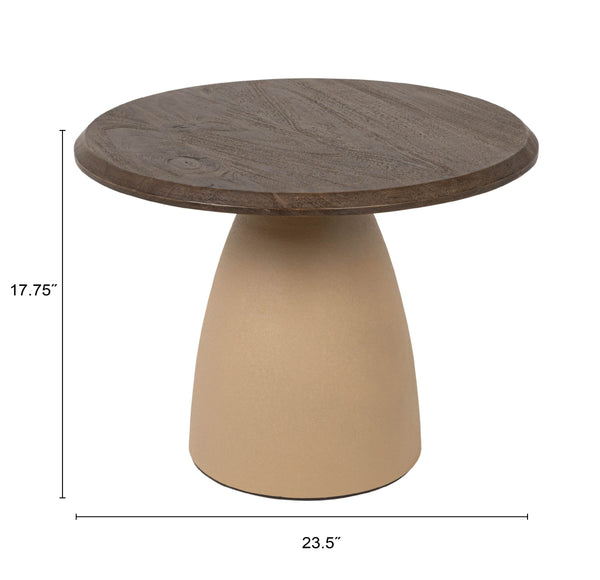 Rowena Interiors Round Mango Wood Accent Table with Ivory Iron Base for Modern and Rustic Interiors Cream and Natural 23.5 inches EC2206MC