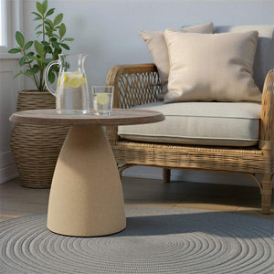 Rowena Interiors Round Mango Wood Accent Table with Ivory Iron Base for Modern and Rustic Interiors Cream and Natural 23.5 inches EC2206MC